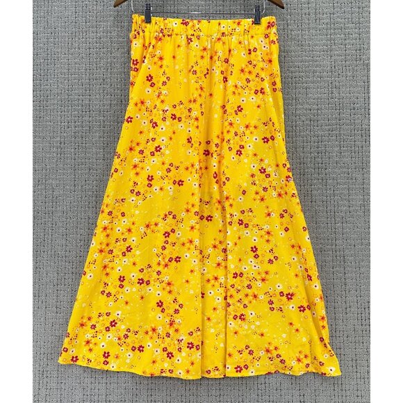 BCBGeneration Midi Skirt Womens Size M Yellow Summer Daisy Floral Slit Side NWT - Picture 4 of 11